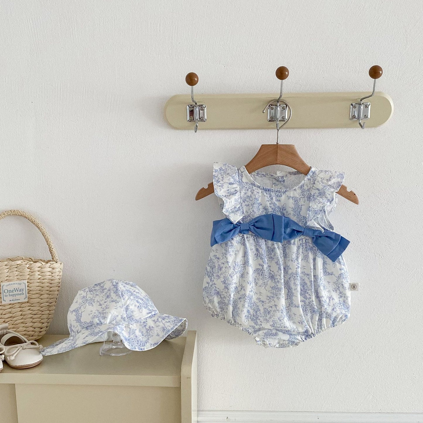 Summer Arrival Baby Girls Cute Light Blue Floral Pattern Sleeveless Onesies, MyKids-USA®, Baby One-Pieces, MyKids-USA - Size/Age - 66 (3-6M) - Color - Light Blue -  -  - TR2504261947-A