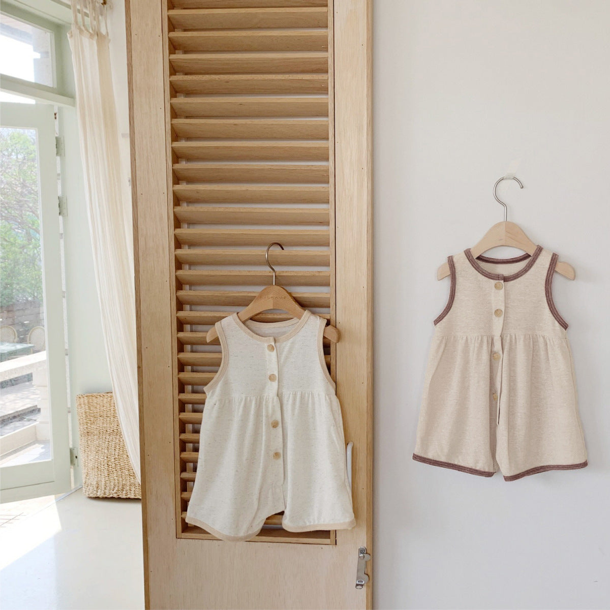 Summer Arrival Baby Unisex Simple Color Patchwork Sleeveless Single Breasted Rompers, MyKids-USA®, Baby One-Pieces, MyKids-USA -  -  -  -  -  -  - 