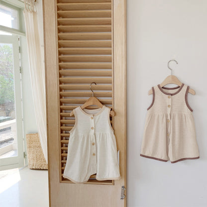 Summer Arrival Baby Unisex Simple Color Patchwork Sleeveless Single Breasted Rompers, MyKids-USA®, Baby One-Pieces, MyKids-USA -  -  -  -  -  -  - 