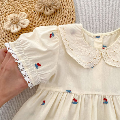 Summer Girls Cherry Pattern Lace Trim Short Sleeves Onesies and Dress – Princess Sister Matching Set, MyKids-USA®, Baby & Children's Outfits, MyKids-USA -  -  -  -  -  -  - .