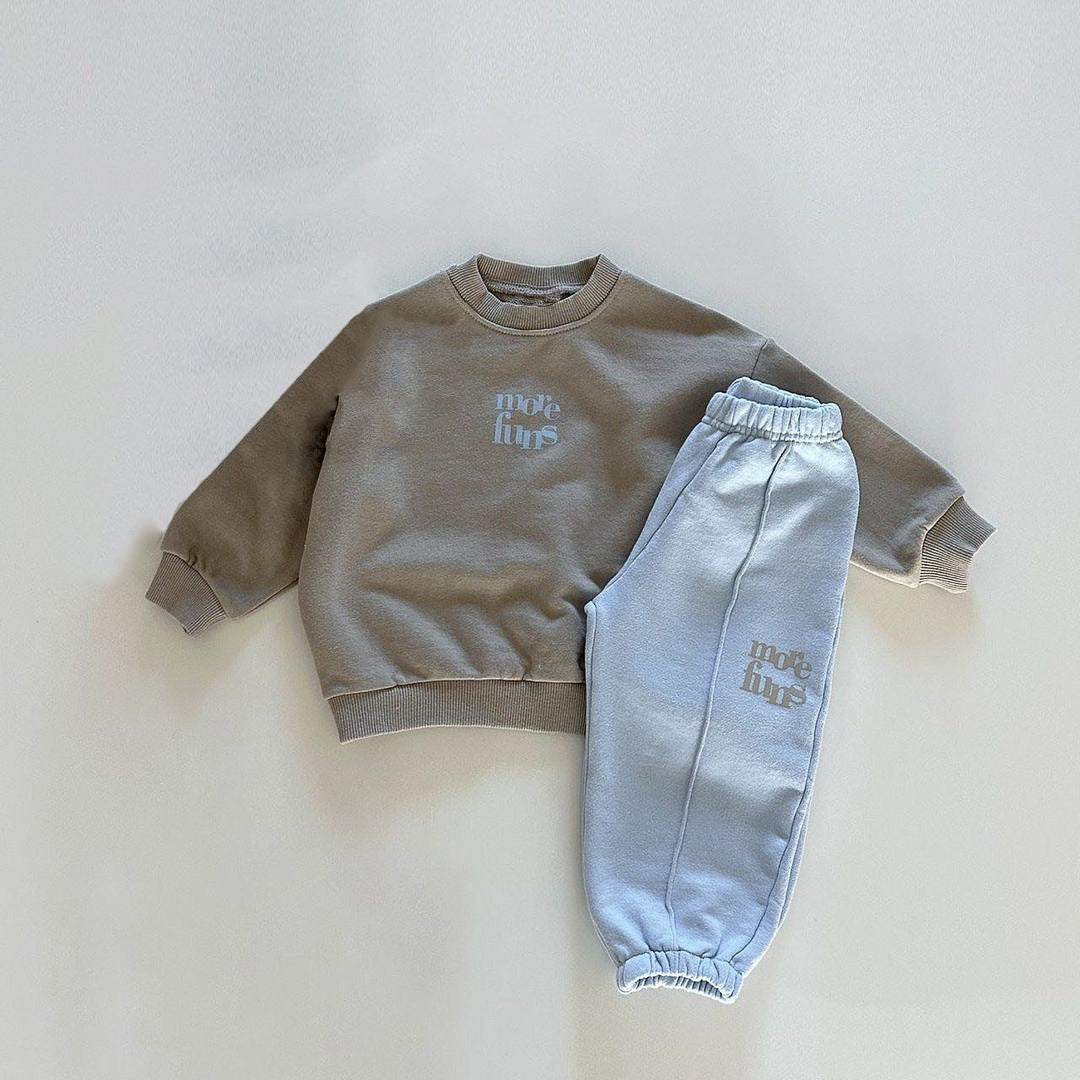 MyKids-USA® Autumn Baby Kids Unisex Long Sleeves Letters Pattern Sweatshirt and Pants Clothing Set