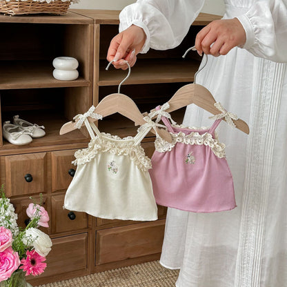 Arrival Summer Baby Kids Girls Thin Sleeveless Rabbit Pattern Lace Trim Vest, MyKids-USA®, Baby & Children's Tops, MyKids-USA -  -  -  -  -  -  - .