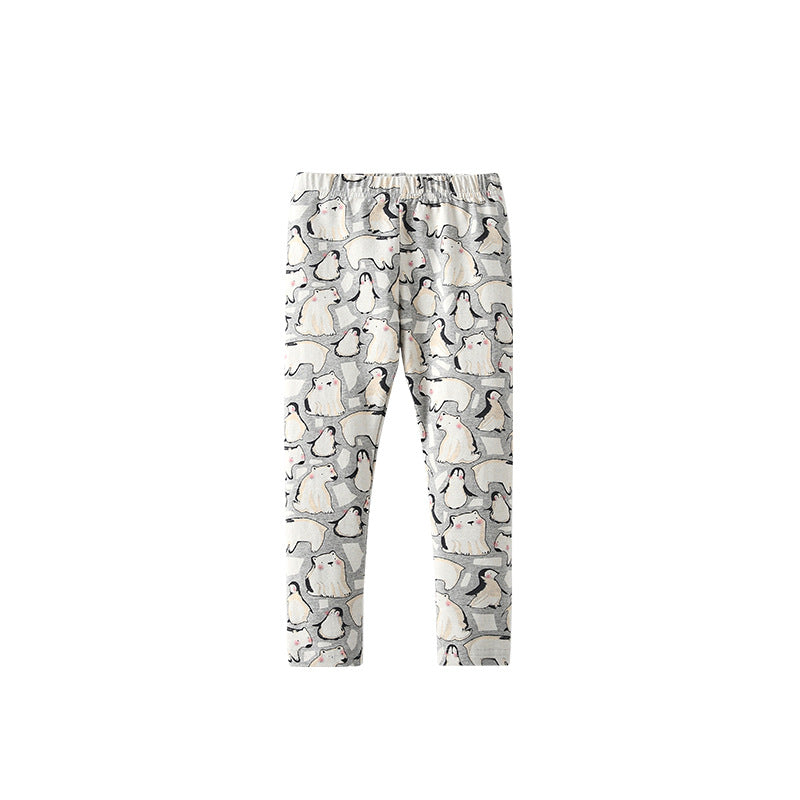 Autumn Arrival Baby Kids Girls Animals Cartoon Pattern Casual Pants, MyKids-USA®, Trousers, MyKids-USA - Size/Age - 100 (2-3Y) - Color - Grey -  -  - TR2509222242-A