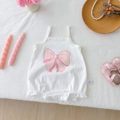 Summer Arrival Baby Girls Cute Butterfly-bow Pattern Sleeveless Onesies, MyKids-USA®, Baby One-Pieces, MyKids-USA - Size/Age - 66 (3-6M) - Color - White -  -  - TR2505252317-B