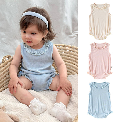 Summer Arrival Baby Girls Hollow-out Pattern Onesies Bodysuits with Collar, MyKids-USA®, Baby One-Pieces, MyKids-USA -  -  -  -  -  -  - 