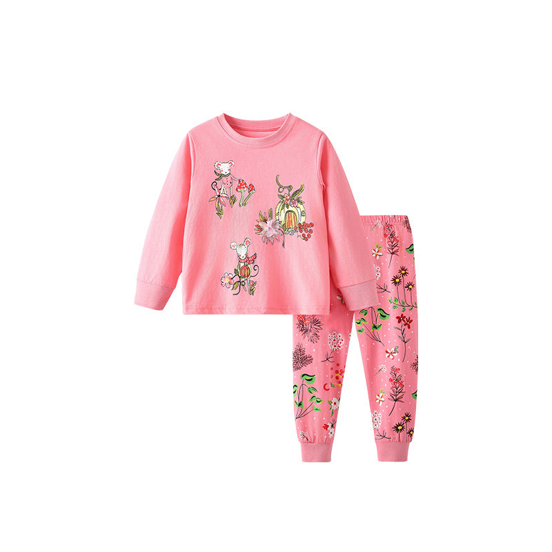 Spring and Autumn Girls Floral Pattern Long Sleeves Top and Pants Clothing Set, MyKids-USA®, Baby & Toddler Outfits, MyKids-USA - Size/Age - 100 (2-3Y) - Color - Pink -  -  - TR2509212313-A