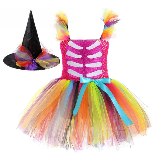Arrival Kids’ Witch Costume Dress for Girls – Halloween Cosplay Outfit Set for Parties, School Events & Stage Performance, MyKids-USA®, Costume Dresses, MyKids-USA - Size/Age - S (1-2Y) - Color - Pink -  -  - TR2508201857-D.