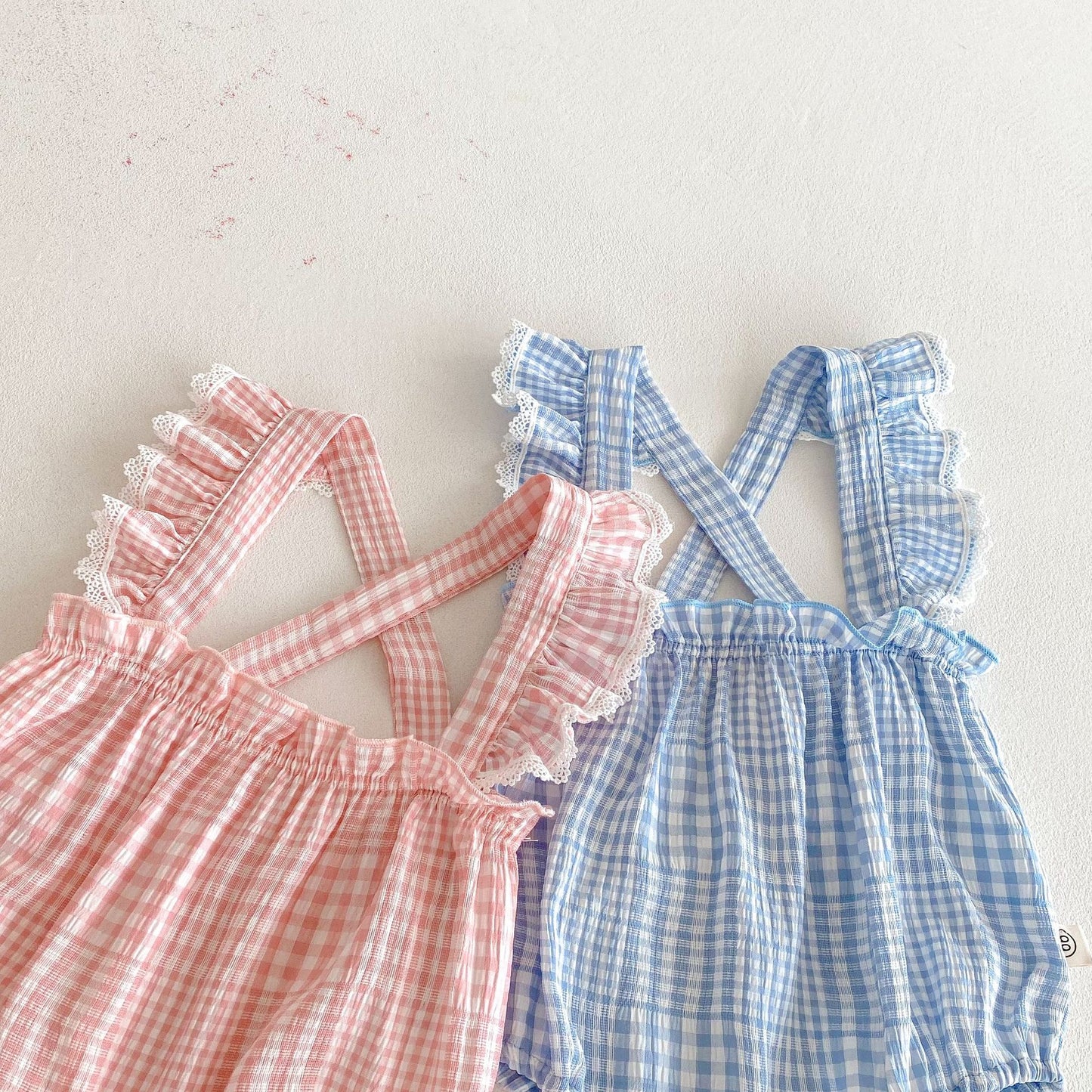 Summer Arrival Baby Girls Sleeveless Plaid Pattern Strap Bodysuit, MyKids-USA®, Baby One-Pieces, MyKids-USA -  -  -  -  -  -  - .