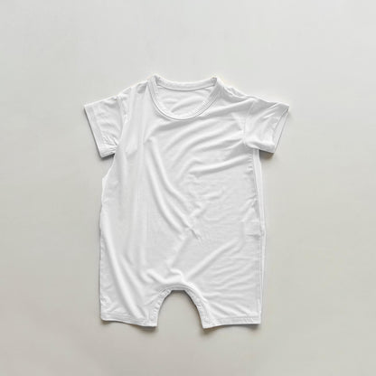 Hot Selling Summer Baby Kids Short Sleeves Solid Color Rompers