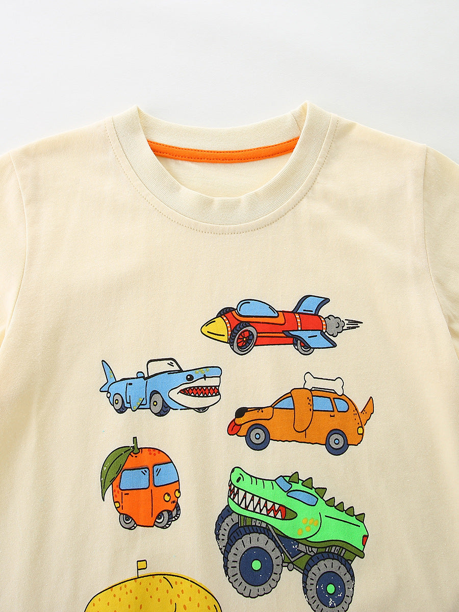 Summer Baby Kids Casual Cartoon Pattern T-shirt Clothing Set for Boys