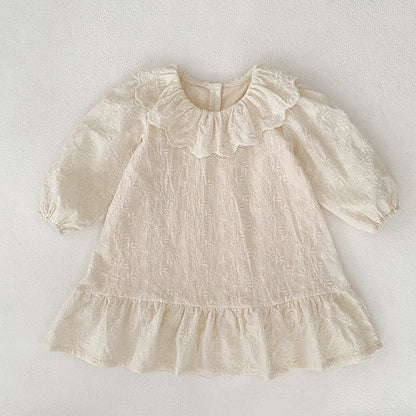 Autumn Baby Girls French Style Solid Color Flowers Embroidered Pattern Long-sleeved Onesies and Dress – Princess Sister Matching Set, MyKids-USA®, Baby & Toddler Dresses, MyKids-USA -  -  -  -  -  -  - 