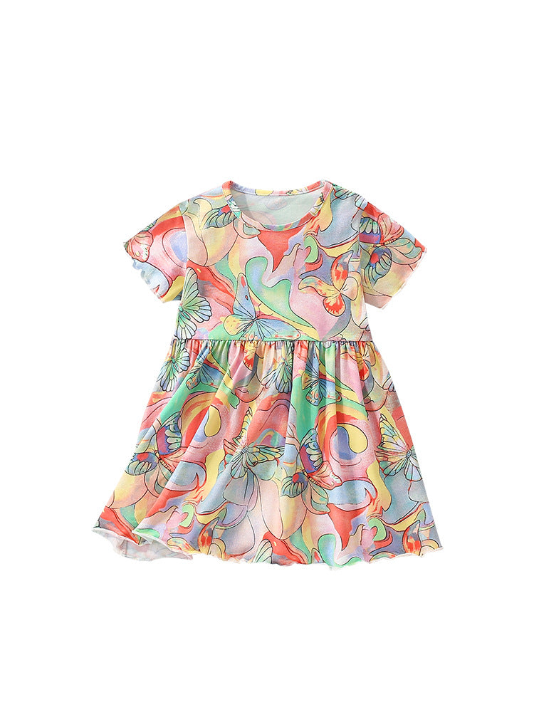 Summer Arrival Colorful Butterfly Painting Pattern Short Sleeves Dress for Stylish Girls, MyKids-USA®, Baby & Toddler Dresses, MyKids-USA -  -  -  -  -  -  - 