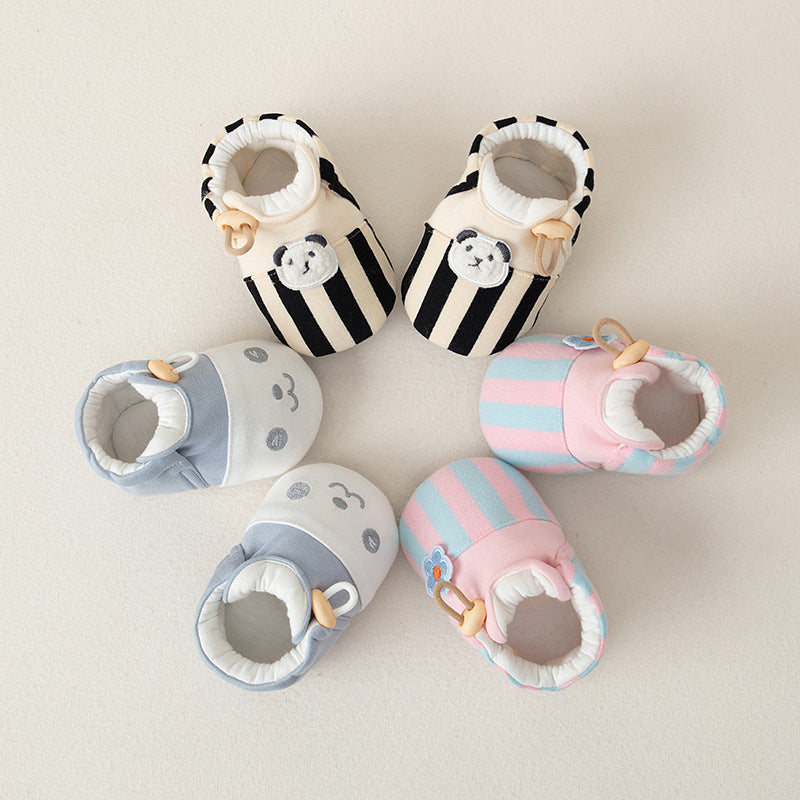 Autumn and Winter Baby Unisex Cute Color Patchwork Thicken Toddler Soft-Sole Walking Shoes