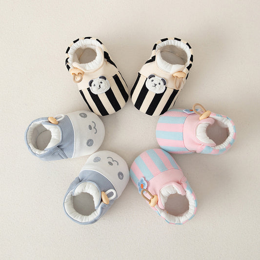 Autumn and Winter Baby Unisex Cute Color Patchwork Thicken Toddler Soft-Sole Walking Shoes