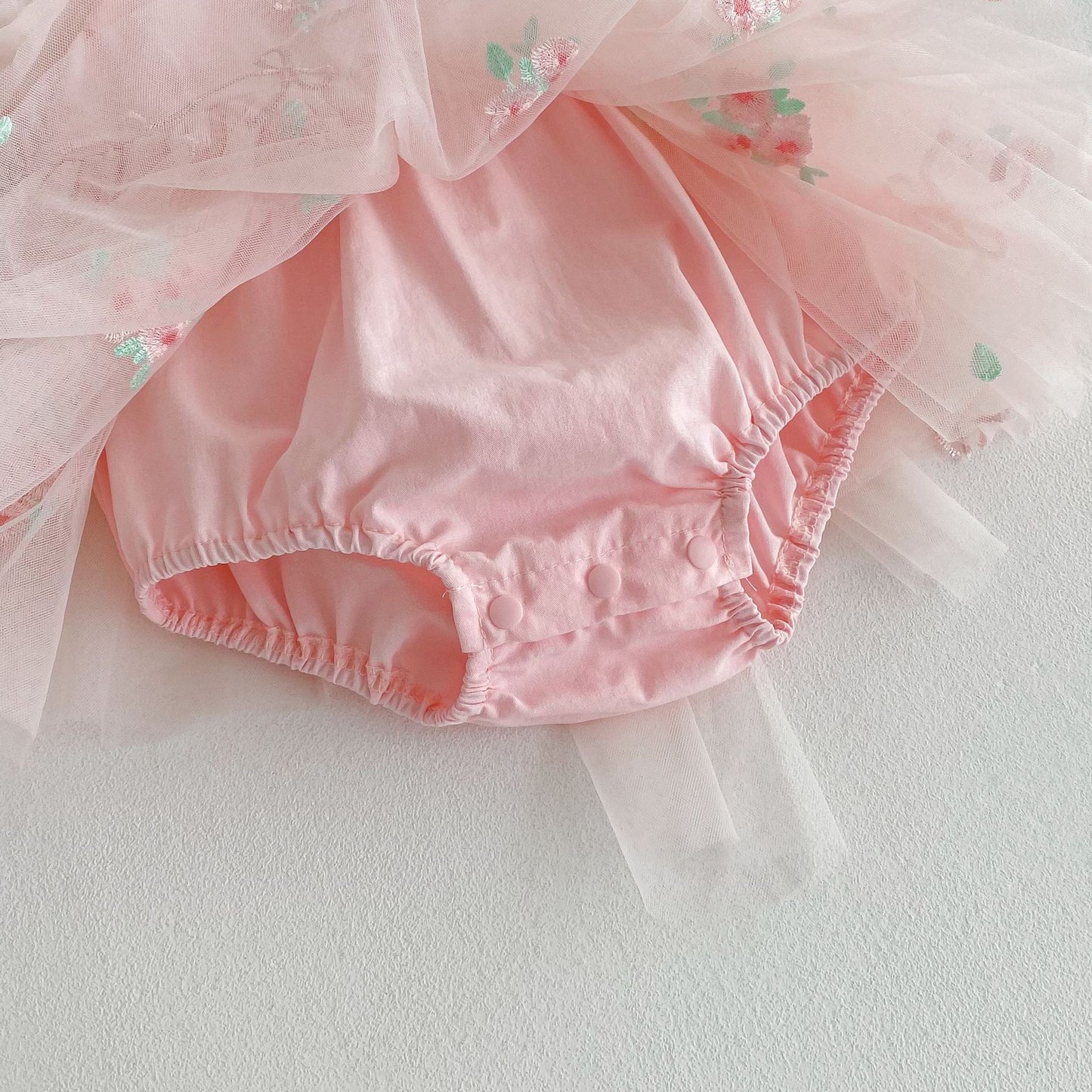 Summer Arrival Baby Girls Flowers Embroidered Tulle Design Short Sleeves Onesies, MyKids-USA®, Baby One-Pieces, MyKids-USA -  -  -  -  -  -  - 