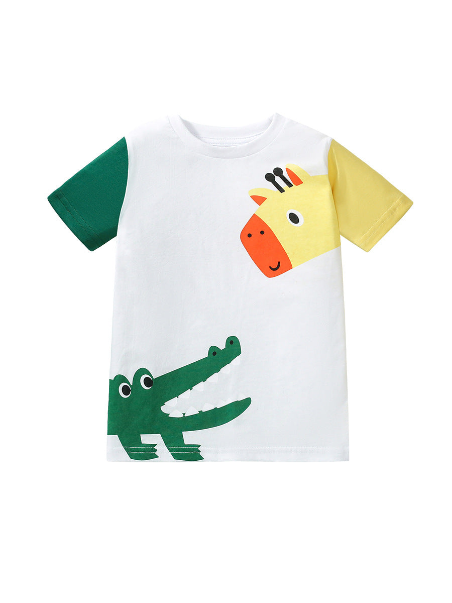 Kids’ Animals Cartoon Pattern Short Sleeves T-shirt in European and American Style for Summer, MyKids-USA®, Baby & Toddler Tops, MyKids-USA -  -  -  -  -  -  - 
