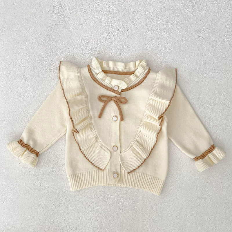Autumn Arrival Baby Girls Comfortable Butterfly-bow Decorated Knitted Long Sleeves Cardigan, MyKids-USA®, Cardigans, MyKids-USA - Size/Age - 66 (3-6M) - Color - Beige -  -  - TR2508042323-A