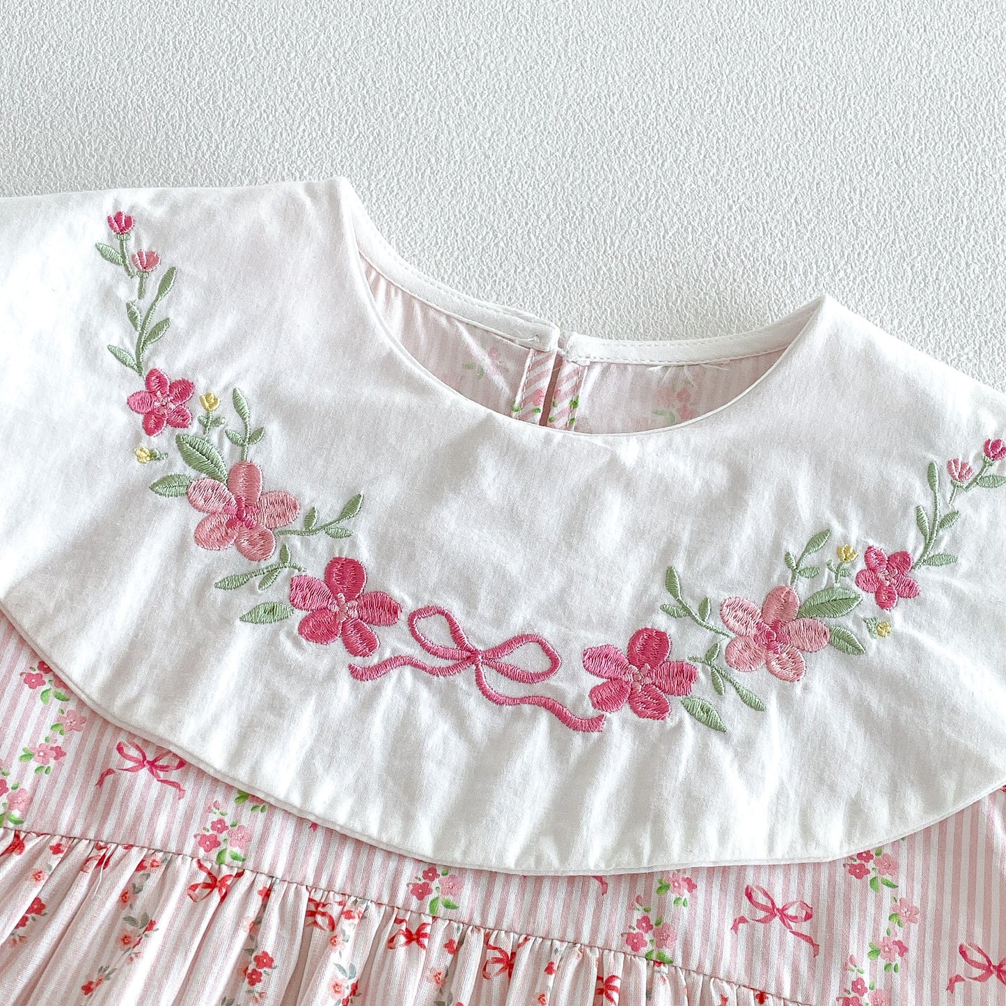 Design Summer Baby Kids Girls Sleeveless Flowers and Striped Pattern Bodysuit Dress