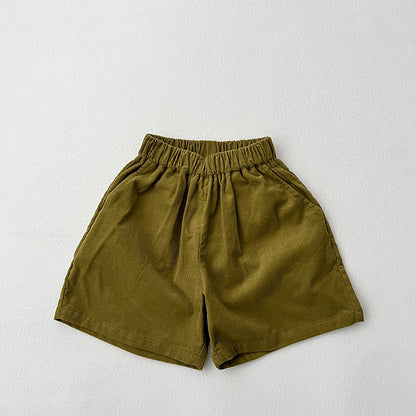 Baby Solid Color Summer Corduroy Fabric Shorts