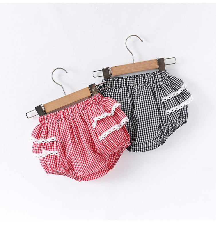 Summer Arrival Baby Girls Fly Sleeves Floral Pattern Top and Plaid Bloomers Clothing Sets, MyKids-USA®, Shorts, MyKids-USA -  -  -  -  -  -  - 