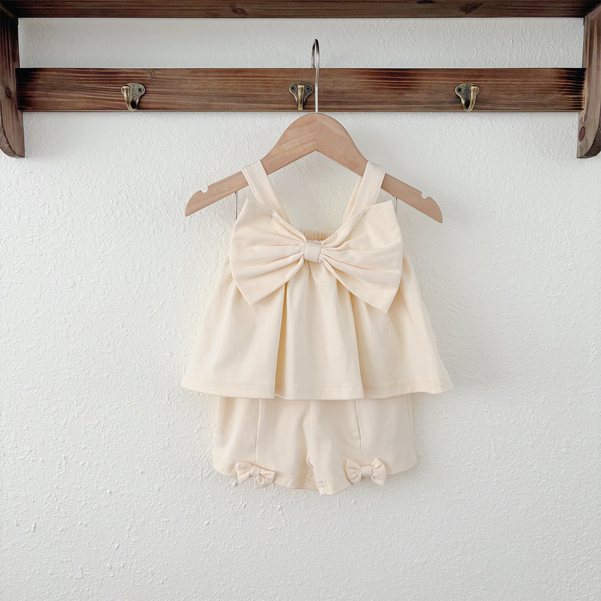 Summer Baby Kids Cute Solid Color Sleeveless Top Vest with Trousers Clothing Set for Girls, MyKids-USA®, Baby & Toddler Outfits, MyKids-USA - Size/Age - 73 (6-9M) - Color - Apricot -  -  - TR2505092129-A