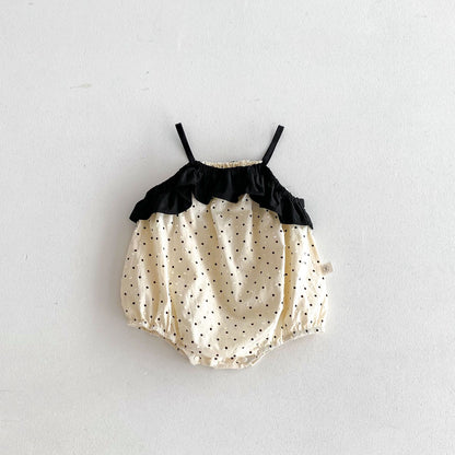 Summer Arrival Baby Girls Sleeveless Color Patchwork Strap Bodysuit, MyKids-USA®, Baby One-Pieces, MyKids-USA - Size/Age - 66 (3-6M) - Color - Beige -  -  - TR2603211821-B.