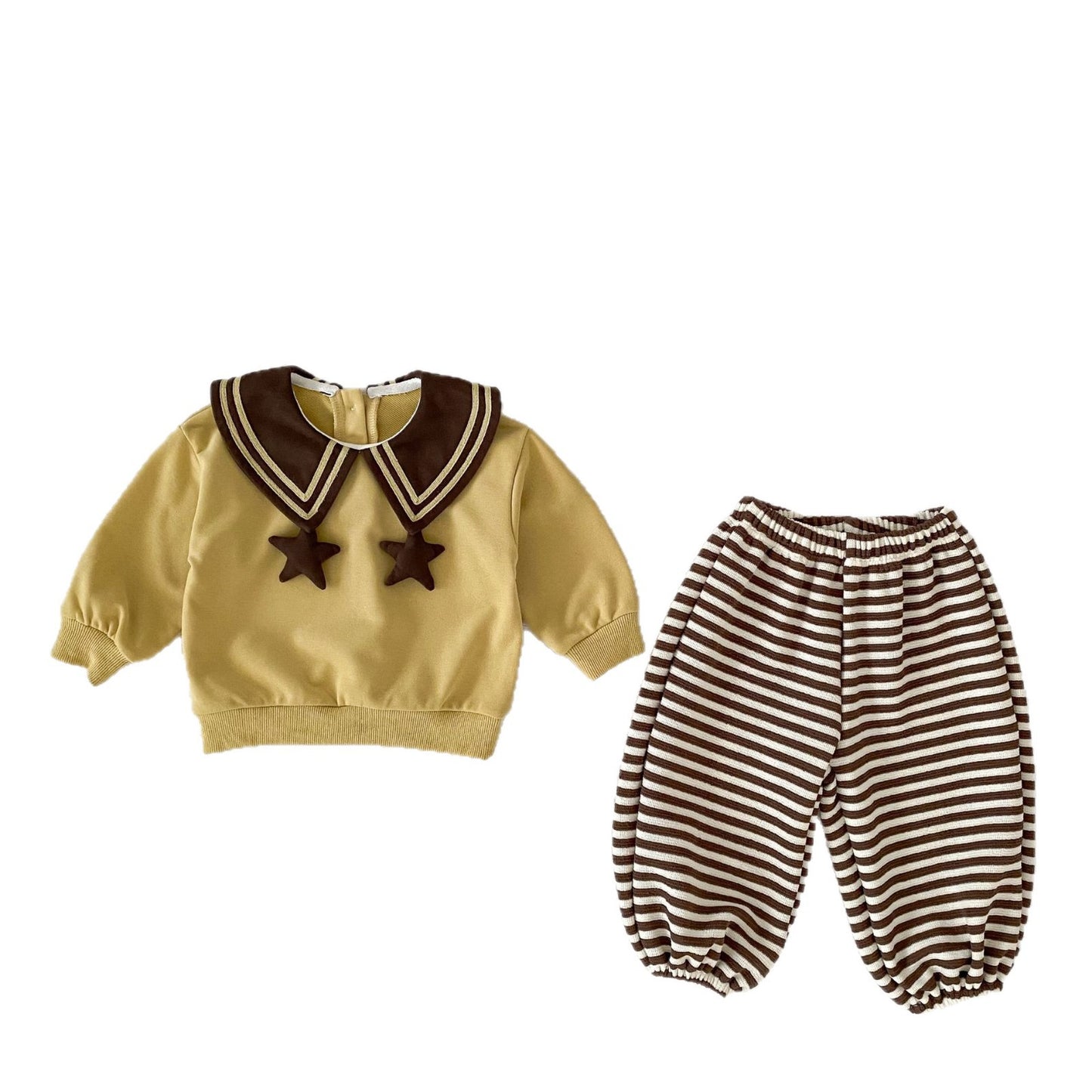 MyKids-USA® Autumn Baby Kids Girls Long Sleeves Color Patchwork Pullover and Striped Pants Clothing Set