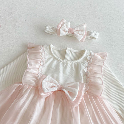 Summer and Spring Arrival Baby Kids Girls Color Patchwork Long Sleeves/Short Sleeves Cute Onesies Dress