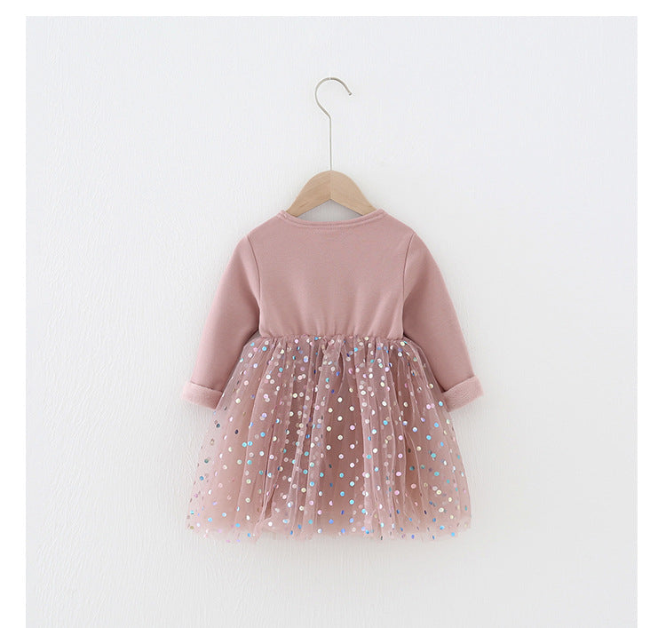 Winter Baby Kids Girls Long Sleeves Dots Pattern Tulle Patchwork Dress, MyKids-USA®, Baby & Children's Dresses, MyKids-USA -  -  -  -  -  -  - .