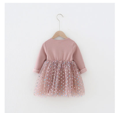 Winter Baby Kids Girls Long Sleeves Dots Pattern Tulle Patchwork Dress, MyKids-USA®, Baby & Children's Dresses, MyKids-USA -  -  -  -  -  -  - .
