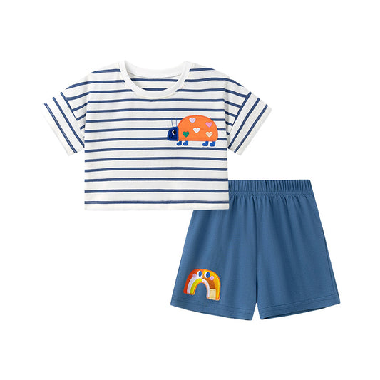 Summer Hot Selling Baby Kids Girls Short Sleeves Cartoon Pattern T-shirt and Shorts Clothing Set, MyKids-USA®, Baby & Toddler Outfits, MyKids-USA - Size/Age - 90 (12-24M) - Color - Blue -  -  - TR2602021456-A.
