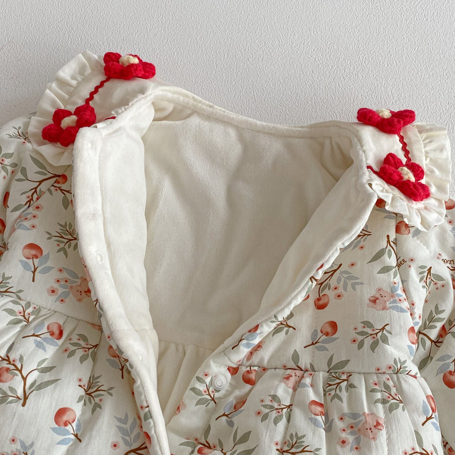 Winter Arrival Baby Girls Long Sleeves Floral Pattern Fleece-lined Warm Rompers, MyKids-USA®, Baby One-Pieces, MyKids-USA -  -  -  -  -  -  - 