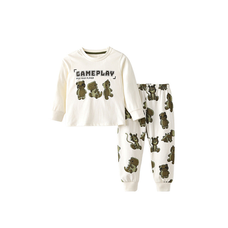 Spring and Autumn Boys Cartoon and Letters Pattern Long Sleeves Top and Pants Clothing Set, MyKids-USA®, Baby & Toddler Outfits, MyKids-USA - Size/Age - 100 (2-3Y) - Color - Beige -  -  - TR2509232325-A