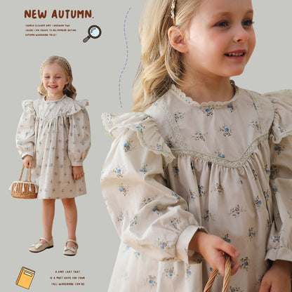 Arrival Autumn Girls Simple Ruffle Neck Long Sleeves Floral Dress, MyKids-USA®, Baby & Toddler Dresses, MyKids-USA -  -  -  -  -  -  - 