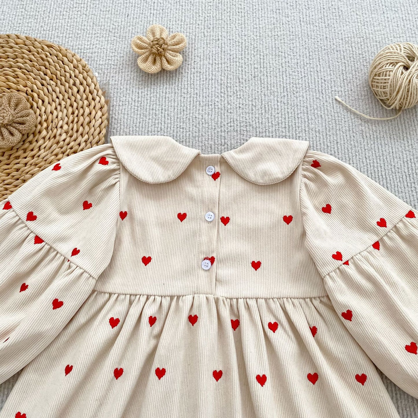 MyKids-USA® Autumn Arrival Baby Kids Girls Long Sleeves Cute Hearts Printed Dress