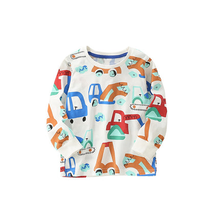 Autumn and Spring Arrival Cartoon Pattern Long Sleeves Top for Stylish Boys, MyKids-USA®, Shirts, MyKids-USA - Size/Age - 100 (2-3Y) - Color - Beige -  -  - TR2509162250-A
