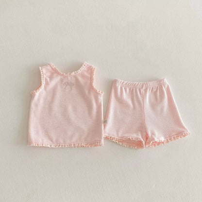 Summer Hot Selling Baby Girls Sleeveless Solid Color Butterfly-bow Embroidered Vest and Plain Shorts Clothing Set, MyKids-USA®, Baby & Toddler Outfits, MyKids-USA - Size/Age - 73 (6-9M) - Color - Pink -  -  - TR2505312103-C