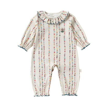 MyKids-USA® Autumn Arrival Baby Kids Ruffle Collar Long Sleeves Floral Romper