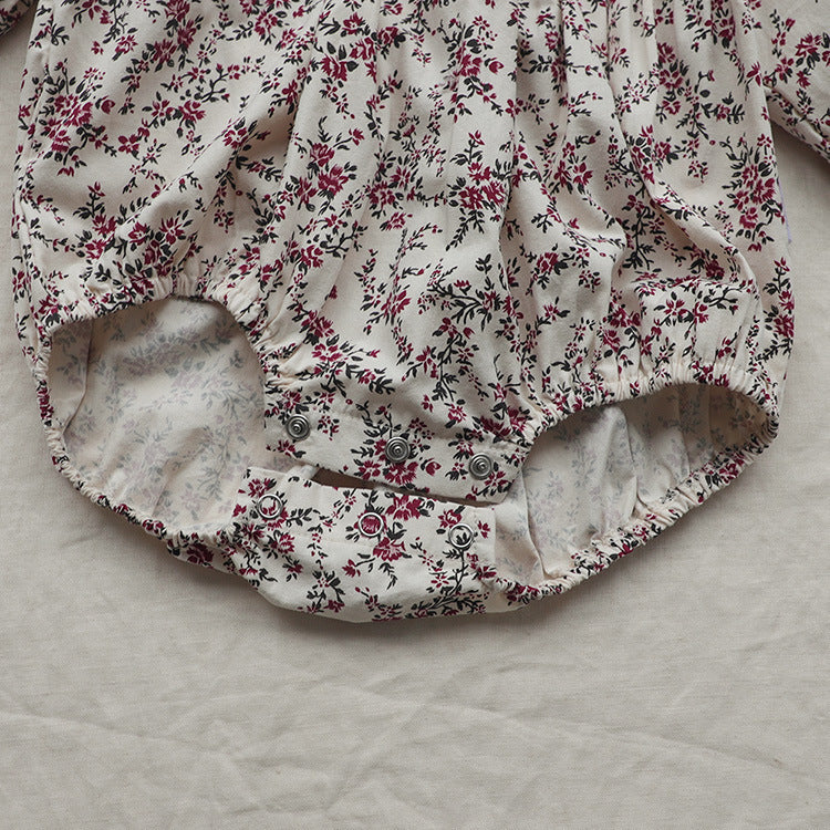 MyKids-USA® Autumn Arrival Baby Kids Girls Long Sleeves Lace Trim Collar Floral Bodysuit