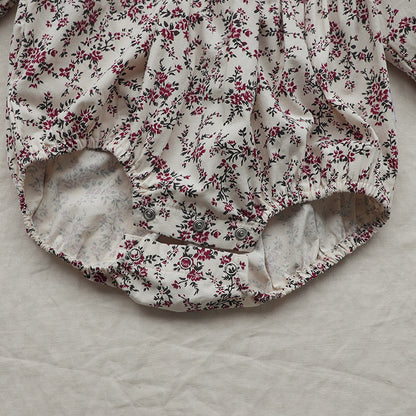 MyKids-USA® Autumn Arrival Baby Kids Girls Long Sleeves Lace Trim Collar Floral Bodysuit