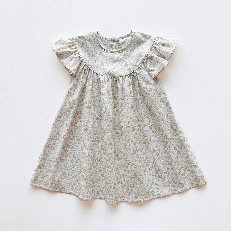 Summer Arrival Baby Girls Fly Sleeves Floral Pattern Dress, MyKids-USA®, Baby & Children's Dresses, MyKids-USA - Size/Age - 90 (12-24M) - Color - Pink -  -  - TR2604111325-B.