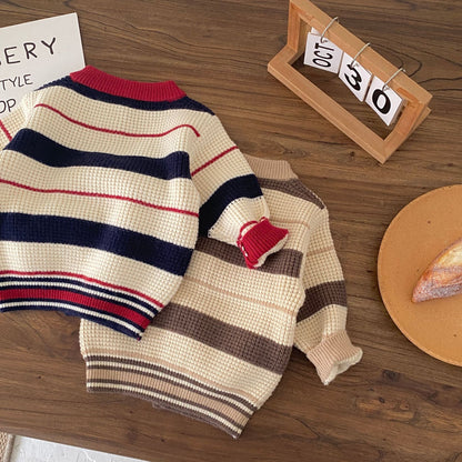 Autumn and Winter New Arrival Baby Kids Unisex Long Sleeves Striped Pattern Crew Neck Knitted Cardigan and Pants Clothing Sets, MyKids-USA®, Baby & Toddler Outfits, MyKids-USA -  -  -  -  -  -  - 