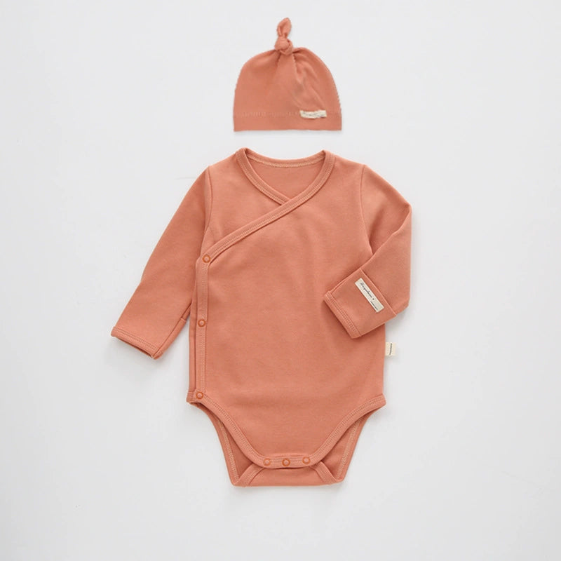 Autumn Arrival Baby Unisex Long Sleeves Cute Solid Color V Neck Onesies, MyKids-USA®, Baby One-Pieces, MyKids-USA - Size/Age - 66 (3-6M) - Color - Orange -  -  - TR2508162331-D