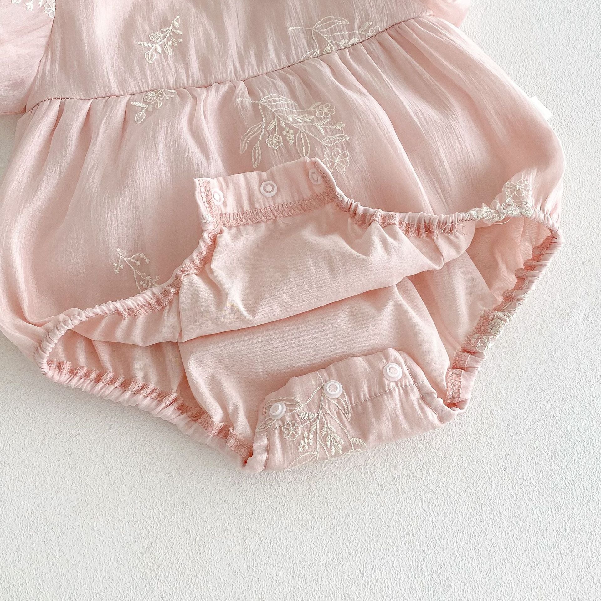 Summer Arrival Baby Girls Cute Pink Short Sleeves Flowers Embroidered Onesies, MyKids-USA®, Baby One-Pieces, MyKids-USA -  -  -  -  -  -  - 