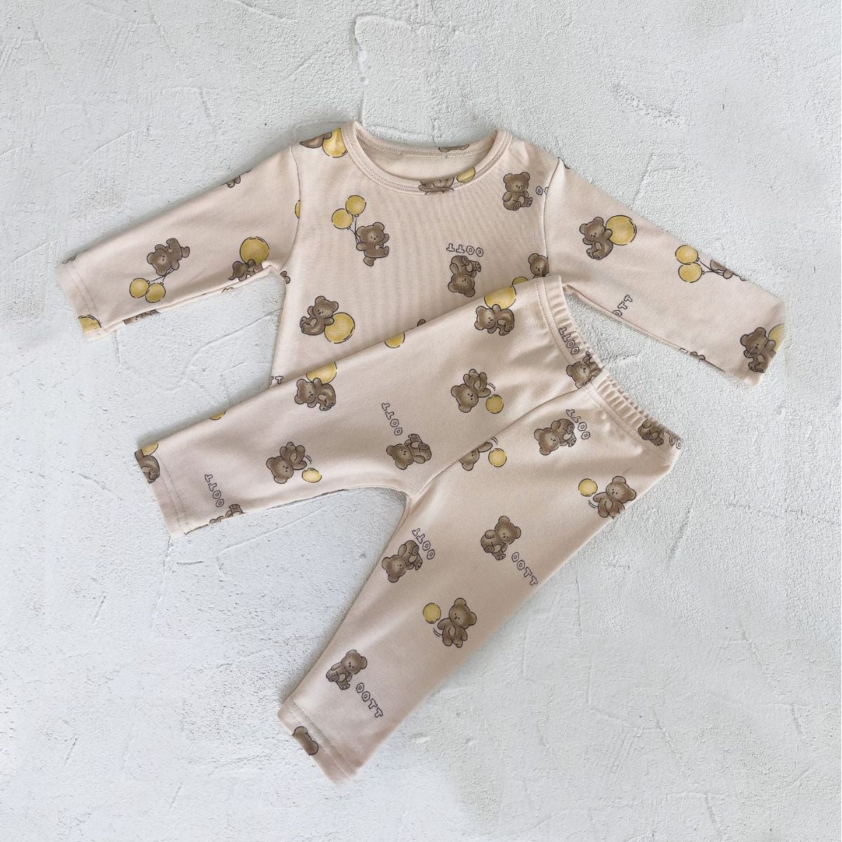 MyKids-USA® Spring and Autumn Baby Kids Long Sleeves Teddy Bear Cartoon Top and Pants Clothing Set