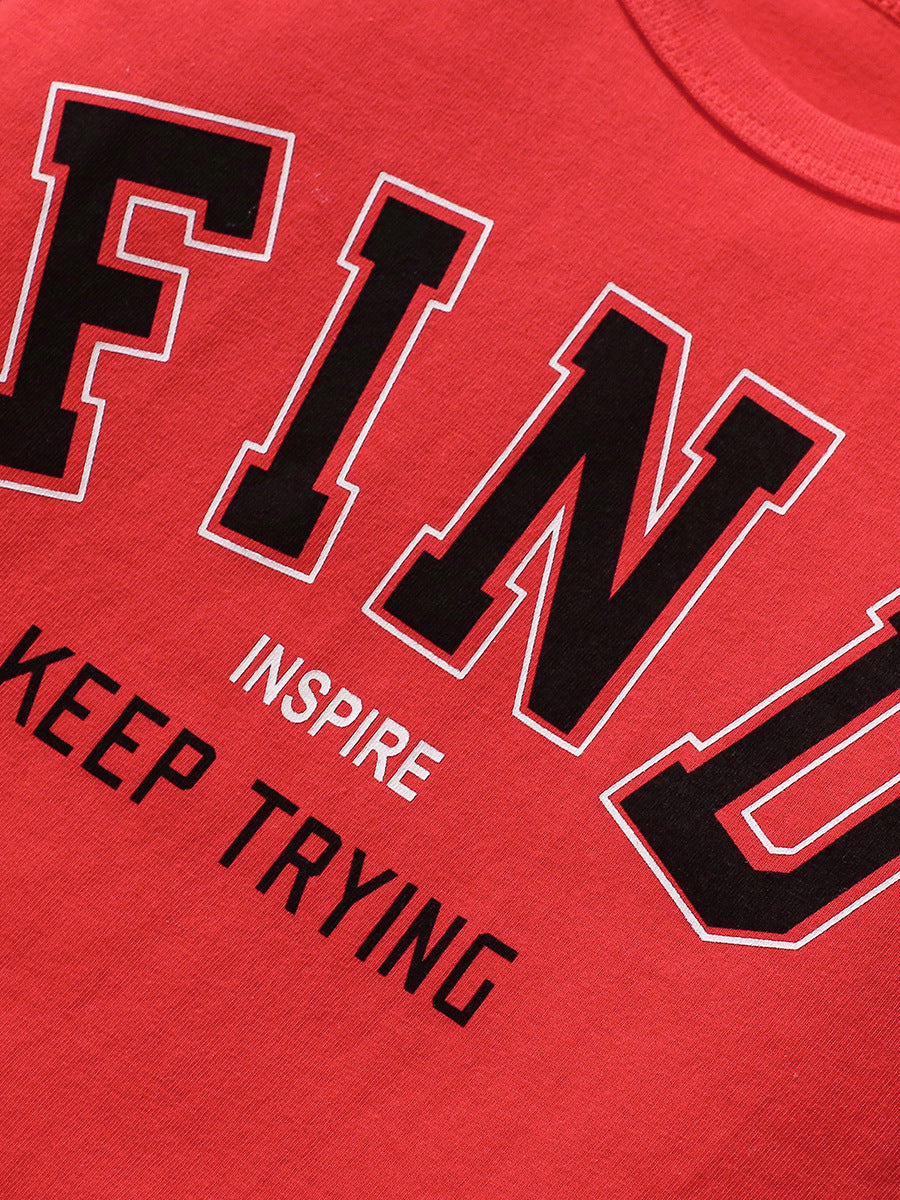 Kids’ Color Patchwork Letters Pattern Short Sleeves T-shirt in European and American Style for Summer, MyKids-USA®, Baby & Toddler Tops, MyKids-USA -  -  -  -  -  -  - 