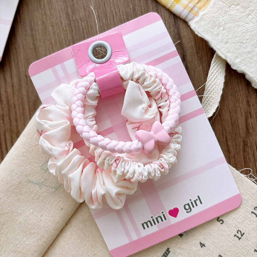 Collection of 3 Versatile Sweet Pink Hair Ties, MyKids-USA®, Ponytail Holders, MyKids-USA - Size/Age - Average Size (0-12Y） - Color - Beige -  -  - TR2601061111-A.