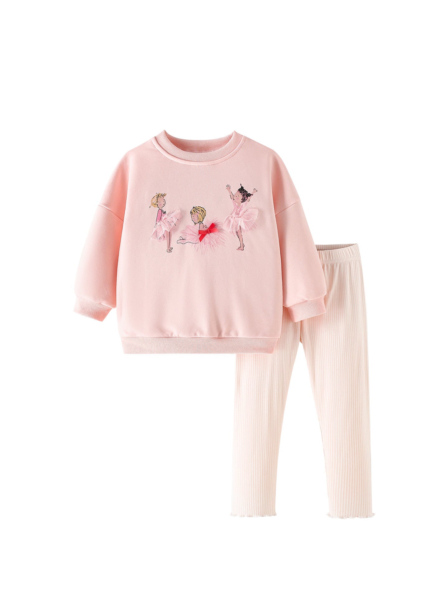 MyKids-USA® Winter and Autumn Baby Kids Girls Cartoon Pattern Long Sleeves Sweatshirt and Plain Pants Clothing Set