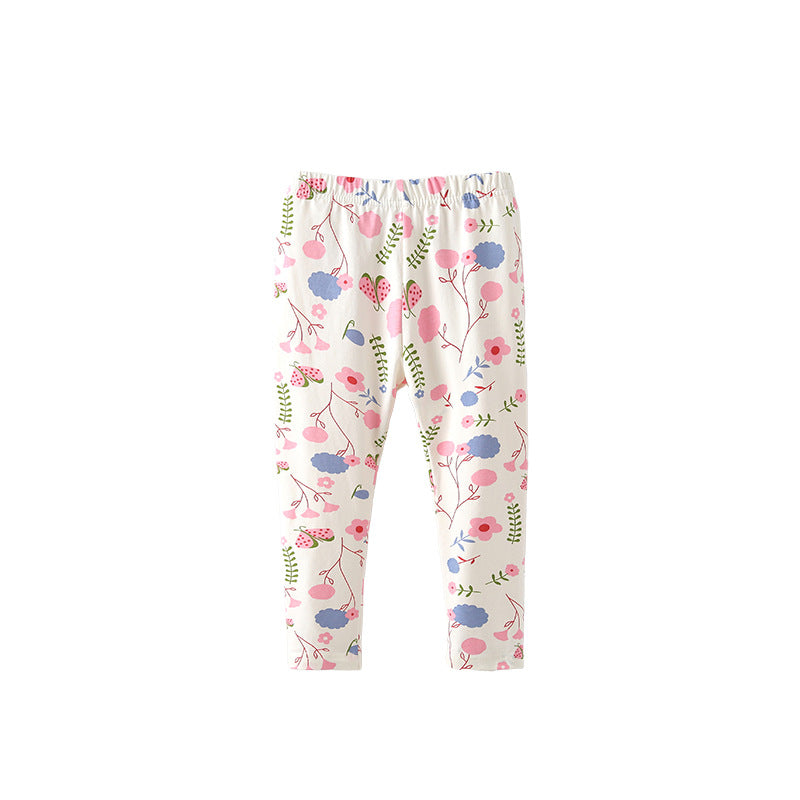 Autumn Arrival Baby Kids Girls Floral Pattern Casual Pants, MyKids-USA®, Trousers, MyKids-USA - Size/Age - 100 (2-3Y) - Color - Beige -  -  - TR2509242237-A