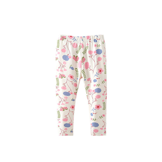 Autumn Arrival Baby Kids Girls Floral Pattern Casual Pants, MyKids-USA®, Trousers, MyKids-USA - Size/Age - 100 (2-3Y) - Color - Beige -  -  - TR2509242237-A